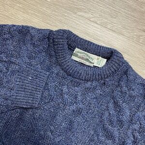 Aran Crafts Cable Knit Wool Fisherman Sweater Men's XXL Blue Ireland Repair READ